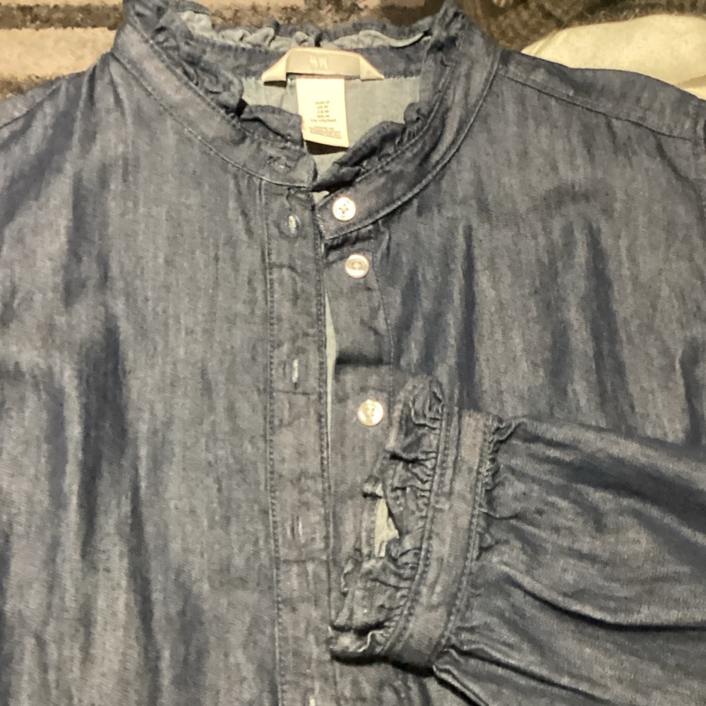 H&M Denim Blue Ruffle Shirt